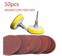 Outil De Polissage Ponçage Outils D'affûtage 50pcs 2 Pouces Rouge Brossé Sable 60-180 Grain Papier + 1pc Crochet Boucle Plaque Ajustement Dremel 4000