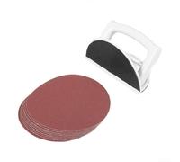 Outil de ponçage demi-rond à angle droit pour cloison sèche, matériau compact et PC, complet avec 10 feuilles de papier abrasif pour plusieurs applications de ponçage (grain 240)