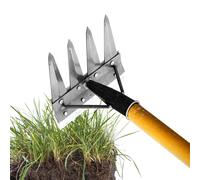 Outil de râteau de mauvaises herbes - Outil de culture de jardin manuel ergonomique et robuste, outil de jardinage durable en acier, système de desserrage du sol polyvalent, design de poignée solide
