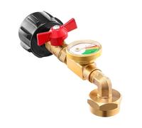 Outil de recharge de gaz portable, adaptateur de réservoir de propane de 0,5 kg, adaptateur de transfert de propane coudé à 90 degrés avec manomètre et soupape de sécurité pour camping, barbecue