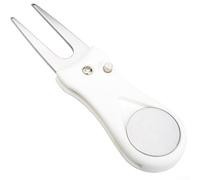 Outil de réparation de divot de golf, fourche rétractable avec marqueur de balle magnétique et nettoyeur de rainures, alliage de zinc ABS, noir (blanc)