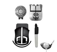 Outil de Réparation de Divot de Golf - Outil d'Identification de Marqueur de Pochoir d'Alignement Trident | Matrice de Ligne de Balle de Golf avec Support de Base et Acier Inoxydable 304 | 4 Pièces St