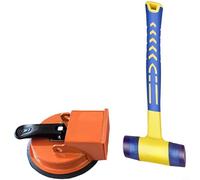 Outil de réparation de joints de sol avec ventouse puissante, surface de frappe intégrée en fer pour une installation rapide, design ergonomique pour sols en bois et stratifié, orange (lot de 2)