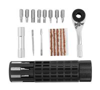 Outil de réparation de pneu de vélo - Kit de réparation à cliquet cylindrique pour route de montagne | Cliquet 40Cr avec en acier allié S2 et fourchette à aiguille, support compact avec