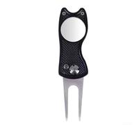 Outil de réparation pliable pour divot de golf avec marqueur de balle et bouton pop-up conçu pour un transport et une utilisation dans la poche (noir)