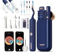 Outil de retrait de cérumen avec WiFi sans fil, outil de retrait de cérumen avec oreillette flexible 1080p, nettoyeur d'oreille avec pince à épiler indolore, bêche, cuillère, pique, kit de retrait de