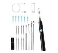 Outil de retrait de cérumen HD 1080p avec caméra 6 lumières LED, kit de nettoyage d'oreille 9 pièces avec pelle en acier inoxydable, caméra visuelle connectée au WiFi pour iOS et Android, outil de