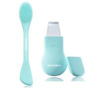 Outil de retrait de comédons en silicone, grattoir 2 en 1 pour le nettoyage en profondeur, spatule pour le visage, tire-comédons, outil de soins de la peau pour homme et femme (bleu)