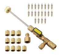 Outil de retrait de noyau de valve en cuivre HVAC 1/4 SAE vers 5/16 SAE adaptateur compatible avec R410A R22 R404A R407C R134A R32 AC Prise de dérivation antidérapante