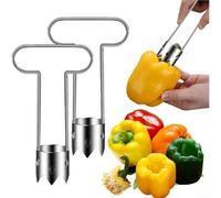 Outil de retrait de noyau pour poivrons rouges avec lames dentelées en acier inoxydable conçu pour une préparation efficace des fruits et légumes dans la cuisine (2 pièces)