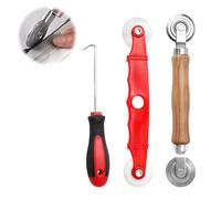 Outil de Roulement D'écran Bois Rouleau à Cannelureet Outil de rouleau en Plastique et 3.5 mm Crochet pour L'installation de Moustiquaire de Fenêtre 3 Pièces