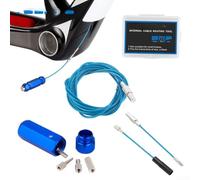 Outil de routage de câble interne de vélo pour lignes de frein hydrauliques et systèmes DI2, kit de guidage de tête magnétique avec corde revêtue de caoutchouc et manchons en aluminium (standard- bleu