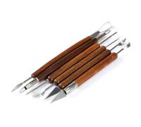 Outil de Sculpture - BiuZi 6Pcs Ensemble de sculpture en bois et en argile en acier inoxydableOutils de sculpture en argile de poterie assortis marron mis en forme de modélisation de polymère Shapers