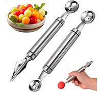 Outil de sculpture de fruits, outil de creusement de boule, outil de cuisine multifonction en acier inoxydable, outil de salade de bricolage, ensemble de 2 cuiseurs en acier inoxydable