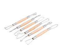 Outil de sculpture en argile de 6 PCS, outil d'argile en polymère double face avec gratte-ciel de sculpture de poignée en bois pour les enfants adultes et artistes