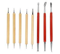 Outil de sculpture sur le cuir, 8 pièces, kit de stylos à double pointe pour l'artisanat du cuir, façonnage de la cire et argile argentée PMC avec construction en bois et