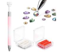 Outil de sélection de strass - Stylo de cire rechargeable avec 6 recharges de cire, outil de peinture diamant et outil de nail art, applicateur de strass pour peinture diamant, pierres précieuses pour