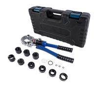 Outil de sertissage hydraulique à 360° pour tuyaux en cuivre 12, 15, 18, 22, 28 mm et PEX-AL-PEX 16, 20, 26, 32 mm - Comprend 9 matrices de mâchoires V12, V15, V18, V22, V28, TH16, TH20, TH26, TH32