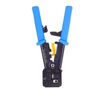 Outil de sertissage RJ45 Pass Through CAT6 CAT5E, pince à sertir pour câbles Ethernet avec fonctions de coupe et de dénudage, pince à sertir tout-en-un en acier robuste pour connec (Bleue)