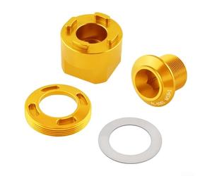 Outil de service et capuchon de protection pour systèmes de manivelle DUB BB30 pour applications SRAM pour NX avec vis de 25 mm et outil d'extraction de 30 mm (doré)