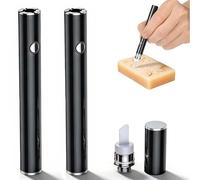 Outil de tamponnage à couteau chaud, stylo chauffant électrique en céramique sans fil avec pointe précision, outil coupe rechargeable portable for la sculpture bougies, plastique(2pcs)