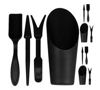 Outil de Transplantation Horticole Noir, Kit Compact en Plastique | Pellette, Poinçon et Fourche Inclus, Retrait Précis du Terreau, pour Plantes en Pot Rebords ou Bureaux