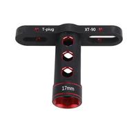 Outil de voiture RC 1/10 - 17 mm - Adaptateur hexagonal e roue en alliage d'aluminium XT90 - Fiche en T - Rouge et noir