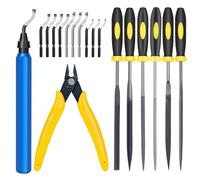 Outil D'ébavurage, 18 pièces ebavureur imprimante 3d avec 1 Manche en Métal + 11 Lames, 360°Rotatif Ebavureur Cuivre Ebavurage Manuel pour l'impression 3D, Aluminium, Plastique, Cuivre, Métal