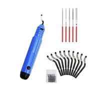 Outil d'ébavurage 360°, outil d'ébavurage manuel universel, outil d'ébavurage, avec 10 lames de rechange et 5 limes diamantées pour ébavurer aluminium-cuivre-plastique, impression 3D