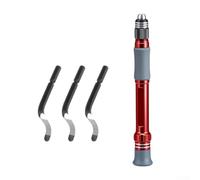 Outil d'ébavurage avec 3 lames de rechange pour métal, plastique, bois, résine, tête rotative à 360 degrés et coupe-bordures, grattoir de poche manuel pour une finition lisse, poignée rouge (rouge)