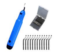 Outil d'ébavurage universel avec poignée en métal avec 12 lames de rechange, lame rotative à 360°, outil de coupe pour imprimante 3D, plastique, aluminium et acier inoxydable, bleu