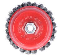 Outil d'élimination de la peinture antirouille, roue à brosse métallique torsadée, filetage M14 5 pouces rouge, 2 pièces pour les travaux de Construction de jardins et de pelouses