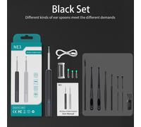 Outil D'élimination Du Cérumen Nettoyeur D'oreille De Haute Précision Avec Caméra Otoscope À Lumière Led Avec 8 Pièces Endoscope Pour Iphone Meilleur Cadeau - Type Black