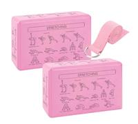 Outil d'entraînement de cale de yoga - 2 pièces de blocs de mousse EVA antidérapants, support souple antidérapant, 9,06 x 5,91 x 2,95 pouces, y compris sangle extensible de 172 cm, léger portable |