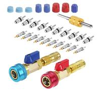Outil d'Extraction de Bouchon de Valve CVC | Outil de Dépose de Noyau de Valve R134A | Kit Rapide Réparation Installation Circuit Refroidissement Véhicule avec Clés