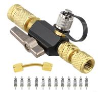 Outil d'extraction de noyau de soupape HVAC avec adaptateur 1/4 et 5/16 pouce pour climatiseurs R410A R22 R12 R407C R404A R32 Comprend 12 noyaux de valve de rechange