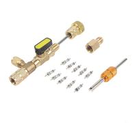 Outil d'installation de démontage de noyau de valve avec adaptateur double taille SAE 1/4 et 5/16, kit de réparation AC en laiton pour R12 R22 R410A R32, comprend 10 écrous et tige de traction pour