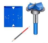 Outil d'installation de matériel d'armoire prenant en charge les deux tailles de charnière avec alignement de ligne centrale et positionnement du foret pour la profondeur de tasse (D)