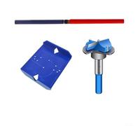 Outil d'installation de matériel d'armoire prenant en charge les deux tailles de charnière avec alignement de ligne centrale et positionnement du foret pour la profondeur de tasse (B)