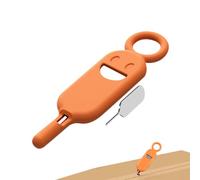 Outil d'ouverture de plateau de carte - design compact anti -lost, pointe en acier durable | Pin d'éjecteur sécurisé avec support en silicone, manuel aiguille de broche porte-clés pour sma, Orange