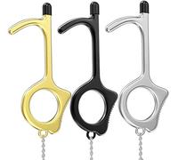 Outil d'Ouverture de Porte Sans Contact 3 Pièces, Crochet Ergonomique EDC Outil de Sécurité Sans clé Tactile pour Poignée de Porte Publique Extérieure Tactile pour Surfaces Publiques