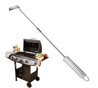 Outil extensible pour cendres : acier inoxydable 304, manche télescopique, tête de grattoir en angle, râteau long pour grille pour enlever les cendres, nettoyage de barbecue à haute résistance