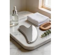 Outil facial Gua Sha en acier inoxydable, 4 mm d'épaisseur, 90 g, masseur en forme de cœur pour sculpter la mâchoire, réduire les poches et soulager les tensions, cadeau de soins de la peau en métal