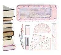 outil géométrique Règle Incassable 8 Pièces Avec Boîte De Rangement | Kit de mathématiques et géométrie Pour élèves du lycée collège université en arçons filles