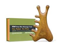 Outil Gua Sha 4 en 1 pour le visage et le corps, bois de santal vert naturel, drainage lymphatique, levage de la mâchoire et sculpter le nez, peigne de massage de la tête pour soulager le stress