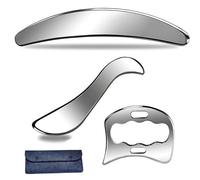Outil Gua Sha en acier inoxydable, 3 en 1 outil de grattoir musculaire Ensemble d'outil de massage Guasha Smootha Metal Metal Gua Sha Massage Scraper Tool pour la physiothérapie, drainage lympha