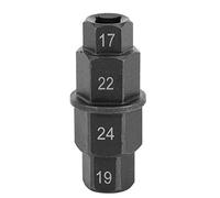 Outil hexagonal pour roue avant de moto - Adaptateur de broche à six pans creux - 17 mm, 19 mm, 22 mm, 24 mm - Noir