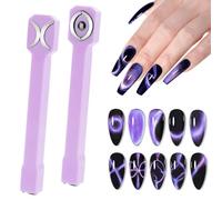 Outil magnétique 3 en 1 pour ongles, stylos magnétiques améliorés, bâton magnétique multifonction 3D magnétique œil de chat, pour nail art, pour salon, studio ou maison (HJ-NAT253-Purple-UK)