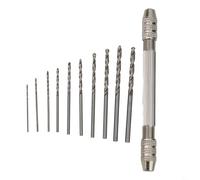 Outil métallique 0,3 à 3,2 mm, mandrin de perceuse manuelle pour la fabrication de bijoux, étau à double extrémité avec 10 forets, argenté (B)