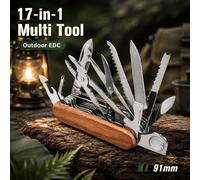 Outil multifonction 17 en 1 en acier inoxydable, porte-clés, outil de poche pliable avec ciseaux, tournevis, scie, ouvre-bouteille, porte-clés pour le camping, la randonnée, la pêche, la réparation